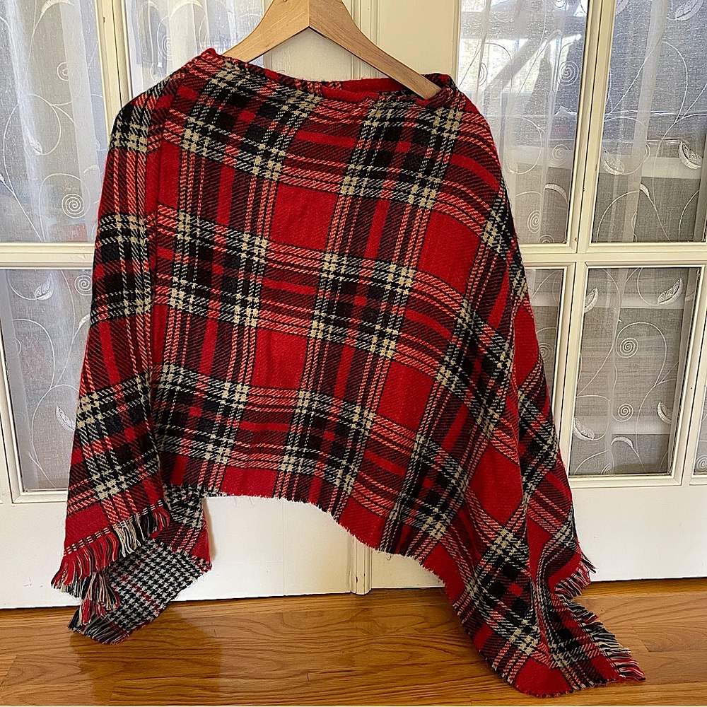 Red, Navy, Ivory Shawl